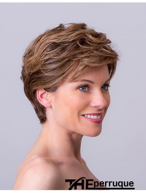 Auburn Layered Short 8  inchWavy Synthetic Wigs Monofilament