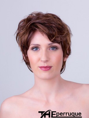 Auburn Layered Short 8  inchWavy Synthetic Mono Cap Wigs