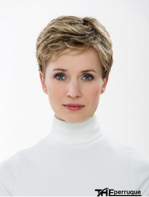 Synthétique Capless 4 pouces Boycuts Straight Blonde Short Hair Styles