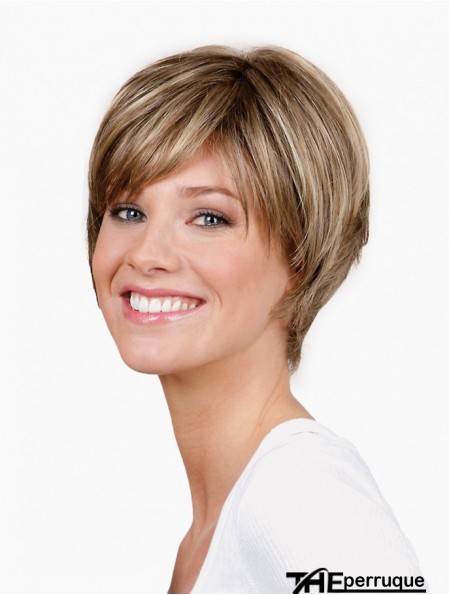 Straight Layered Capless 8 pouces Blonde Perruques Synthétiques Courtes Pas Cher