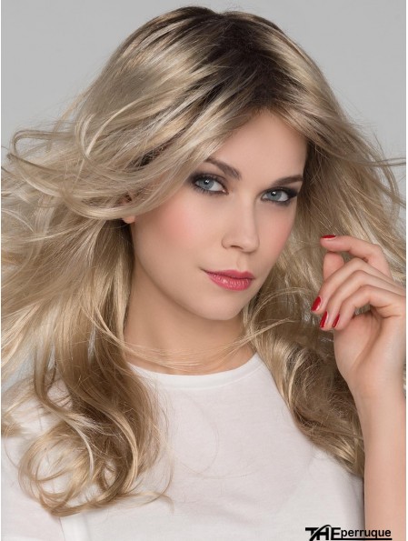 Platinum Blonde Layered Wavy 16 pouces de long Mono Crown Lace Wigs