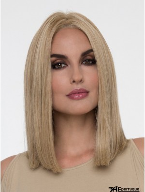 Perruque blonde droite sans frange 14 pouces monofilament Vente