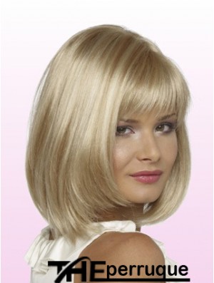 Bobs menton longueur blonde droite tendance petites perruques