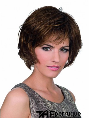 Perruques de séparation Bobs Lace Front Chin Longueur Synthetic Brown Monofilament