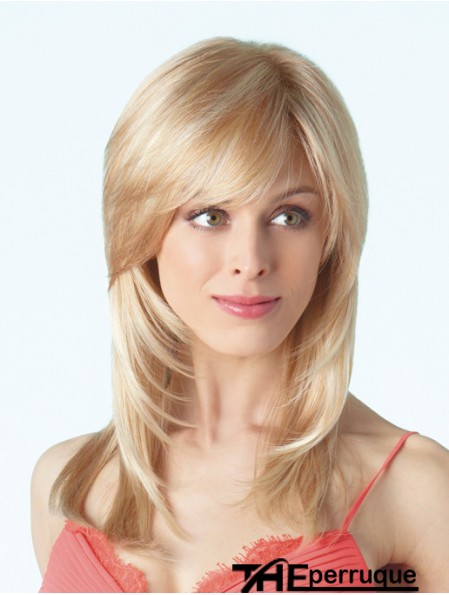 Durable Blonde Droite Avec Frange Monofilament Longues Perruques