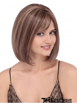 Longueur d'épaule droite Blonde 12  inchLace Front Discount Bob Perruques