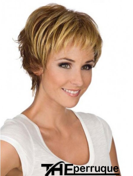 6  inchmoderne ondulé Boycuts Blonde perruques courtes