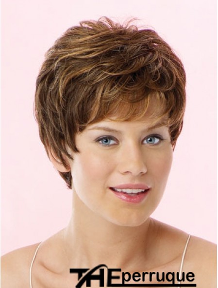 Incroyable Brown Cropped Wavy Boycuts Lace Front Wigs