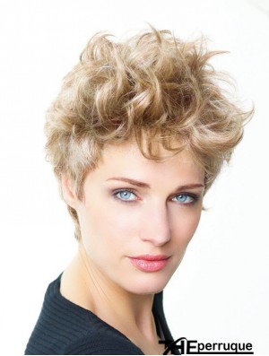 Curly Boycuts Short Blonde Trendy Lace Front Wigs