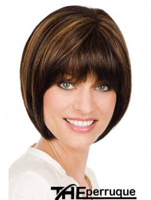 Perruques Monofilament Bobs Straight Longueur Bob Chin