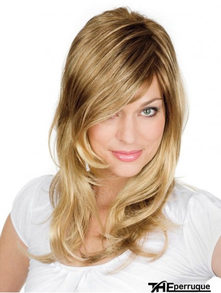 Online Blonde Wavy With Bangs Monofilament Long Wigs