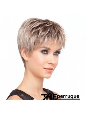 Sassy Blonde Cropped Straight Layered Lace Front Wigs