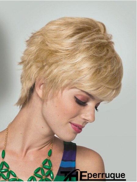 Boycuts Short Straight Blonde 5  inchperruques pratiques monofilament