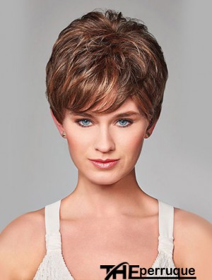 Wavy Short Brown 8  inchMonofilament Beautiful Bob Wigs