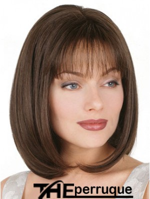 Bob droite perruque longueur de menton couleur brune bobs coupés avec capless