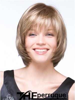 Capless menton longueur droite blonde Discount Bob perruques