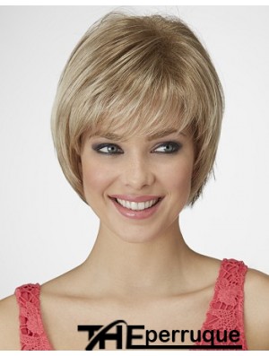 Longueur de menton droite Blonde 9 pouces capless belles perruques Bob