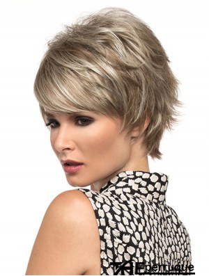 8 pouces appropriés ondulés Boycuts Blonde perruques courtes