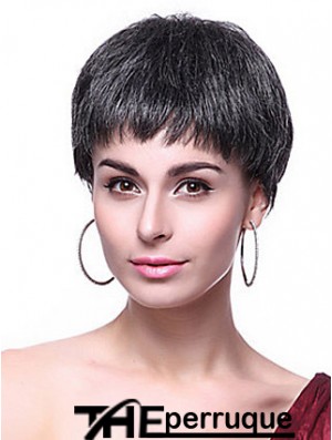 Boycuts Straight Black Capless Hairstyles Short Wigs