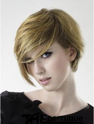 Layered Straight Blonde Capless perruques courtes pas chères