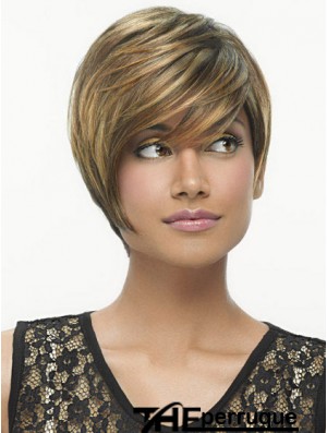 Bobs Straight Brown Capless perruques courtes de haute qualité