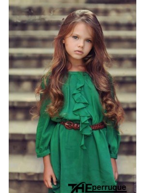 Perruques Enfants Cheveux Longs Noués Longs Auburn Remy Lace Front Monofilament