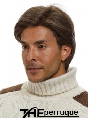 Monofilam Remy Human Short Brown Straight Man For Wig