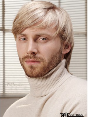 Full Lace Blonde 6  inchShort avec Bangs Costume Perruques pour hommes