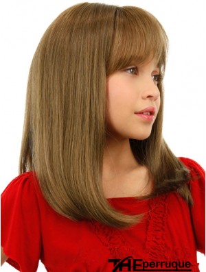 Longueur d'épaule droite Blonde Remy Cheveux humains Avant de lacet Perruques pour enfants