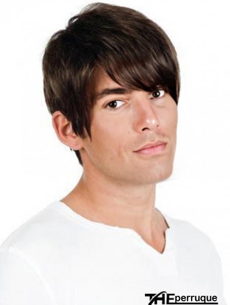 Full Lace Brown Remy Human Straight Perruques professionnelles pour hommes