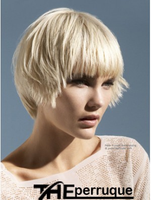 Monofilament Boycuts Short Straight 10  inchPlatinum Blonde Perruques de mode pratiques