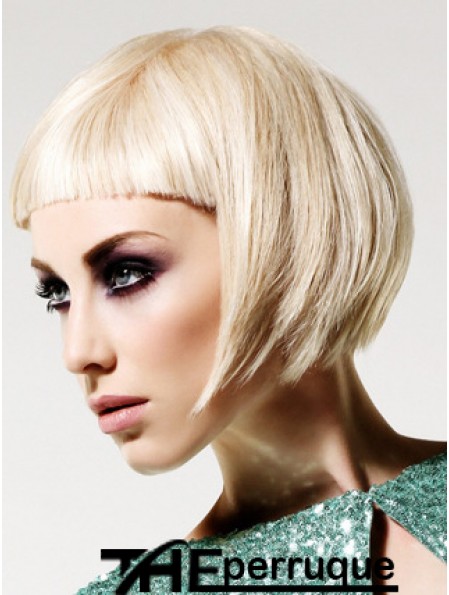 Monofilament Bobs courte droite 10  inchPlatinum Blonde Hairstyles Fashion Wigs Perruques de mode