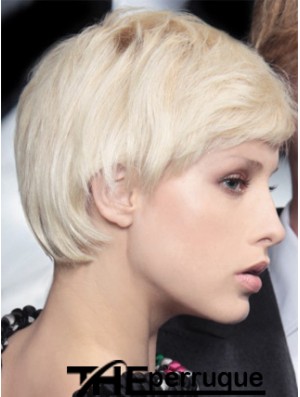 Monofilament Boycuts Short Straight 8  inchPlatinum Blonde Incredible Fashion Perruques