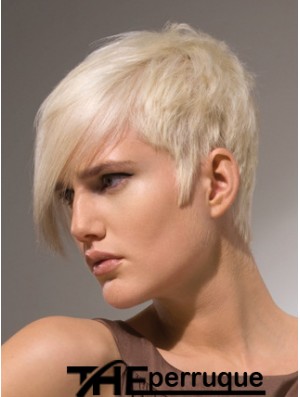 Capless Boycuts Short Straight 8  inchPlatinum Blonde Perruques de mode élégantes