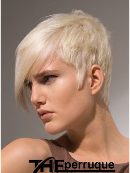 Capless Boycuts Short Straight 8  inchPlatinum Blonde Perruques de mode élégantes