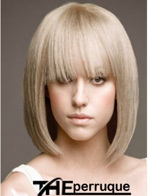 Full Lace Bobs Chin Longueur Droite 12  inchPlatinum Blonde Beautiful Fashion Perruques