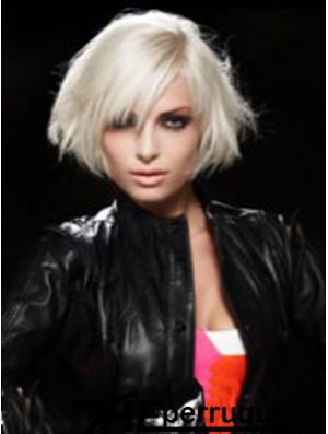 Lace Front Layered Short Straight 12 pouces Platinum Blonde perruques de mode confortables