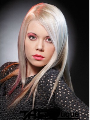 Lace Front Sans Frange Longue Droite 16  inchPlatinum Blonde Perruques De Mode Bon