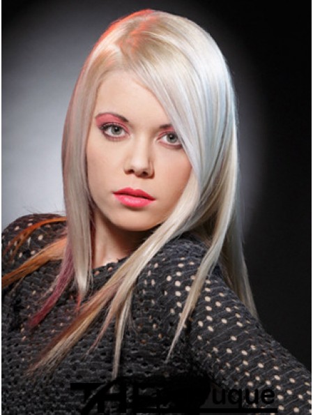 Lace Front Sans Frange Longue Droite 16  inchPlatinum Blonde Perruques De Mode Bon