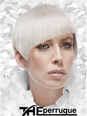 Lace Front Boycuts Short Straight 8 pouces Platinum Blonde moins cher perruques de mode