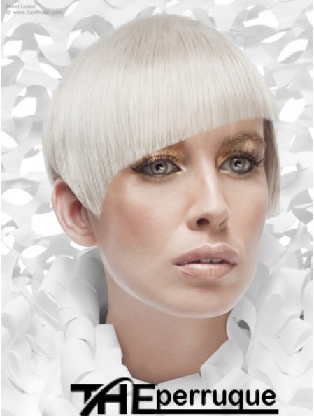 Lace Front Boycuts Short Straight 8 pouces Platinum Blonde moins cher perruques de mode