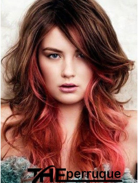 Great Ombre / 2 Tone Long Wavy With Bangs 22  inchHuman Lace Wigs