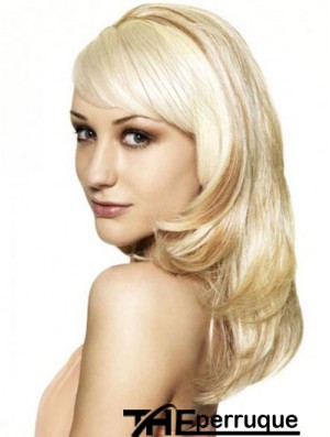 Blonde 16  inchOndulé Capless Synthétique Longue 3/4 Perruques Pas Cher