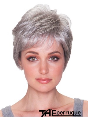 Gris perruques de cheveux gris coupe courte longueur style droit