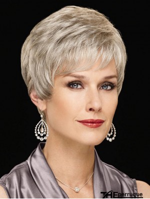 Perfect Short Wavy 6  inchSynthetic Grey Wigs