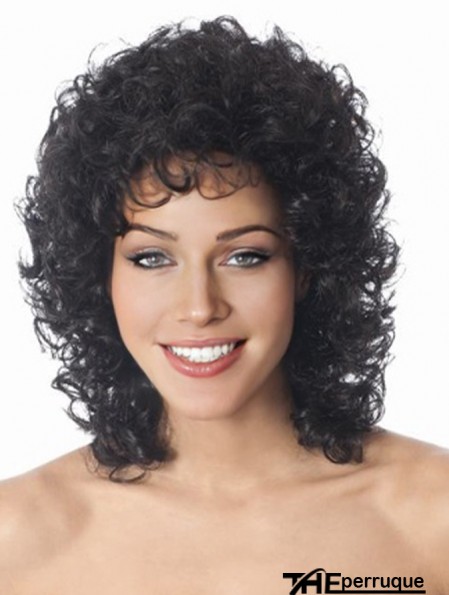Longueur d'épaule noire bouclée en couches élégant perruques afro-américaines