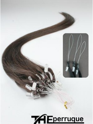 Extensions de cheveux d'anneau de micro boucle droite brun exquis