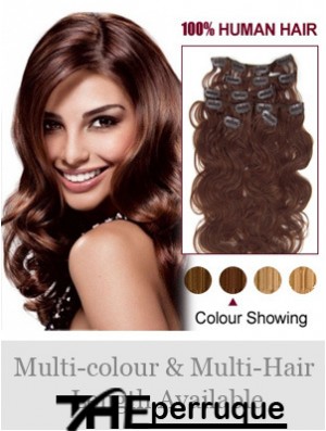 En ligne Auburn Wavy Remy Hair Clip dans les extensions de cheveux