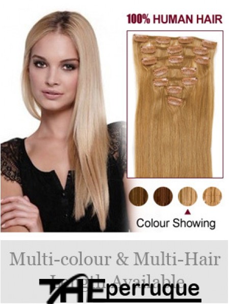 Top Blonde Straight Remy Hair Clip dans les extensions de cheveux