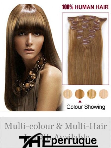 Coiffures Brown Straight Remy Hair Clip dans les extensions de cheveux